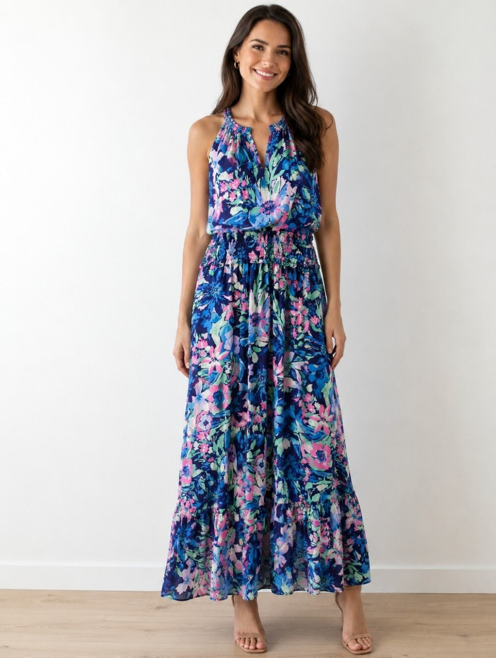 Current Air Los Angeles Floral Halter Maxi Dress Size Small NWOT